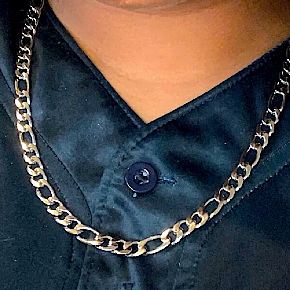 STAINLESS STEEL FIGARO CHAIN LINK NECKLACE - Picture 4 of 6